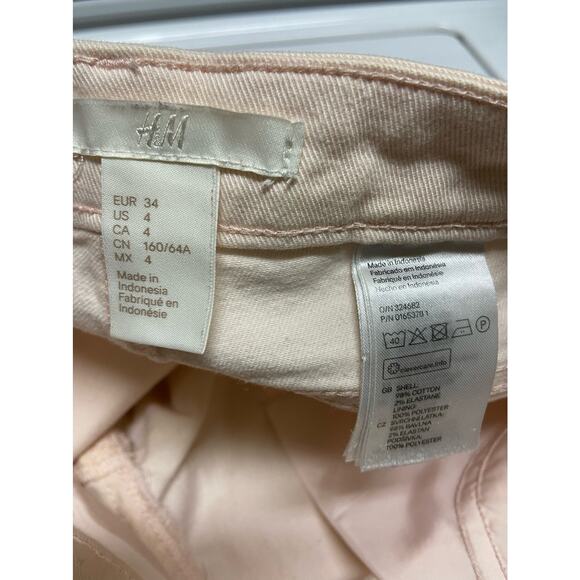H&M Womens Shorts Size 4 Pink Cuffed Twill‎ High Rise Cotton Blend Stretch - Picture 5 of 6